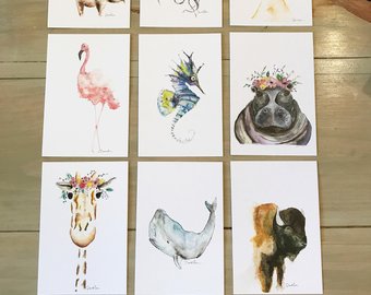 340x270 Dog Bow Tie Watercolor Painting Print 9x12 Dog Art Jazz - Watercolor Postcards