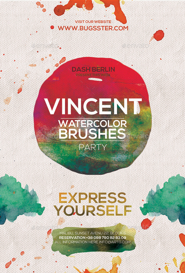 612x900 Minimal Modern Watercolor Posterflyer Template By Bugsster - Watercolor Poster