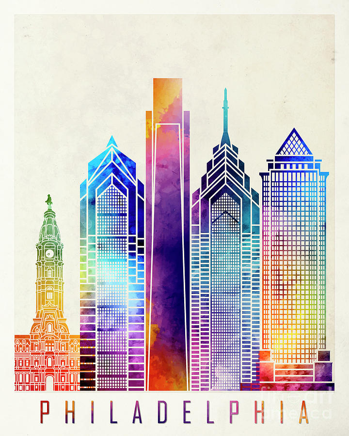 720x900 Philadelphia Landmarks Watercolor Poster Painting By Pablo Romero - Watercolor Poster