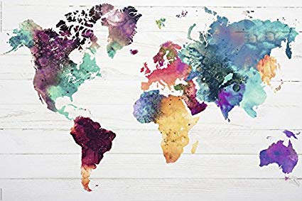 425x283 Map Of The World - Watercolor Poster