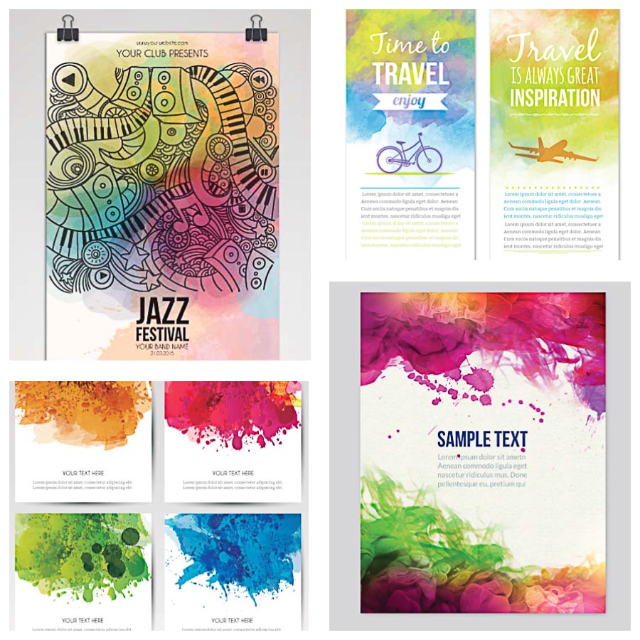 900x900 Watercolor Poster Music Set Vector Free Download - Watercolor Poster