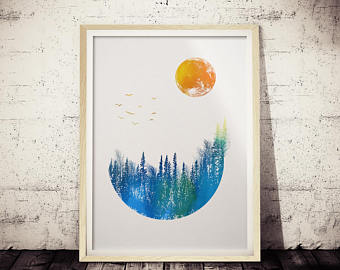 340x270 Black And Gold Nature Wall Art Art Print Watercolor Poster Etsy - Watercolor Poster