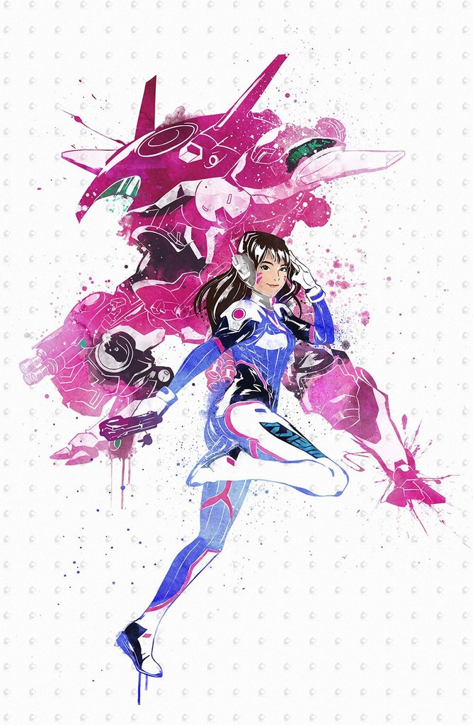668x1024 Overwatch D.va Watercolor Poster Penelopeloveprints - Watercolor Poster Design
