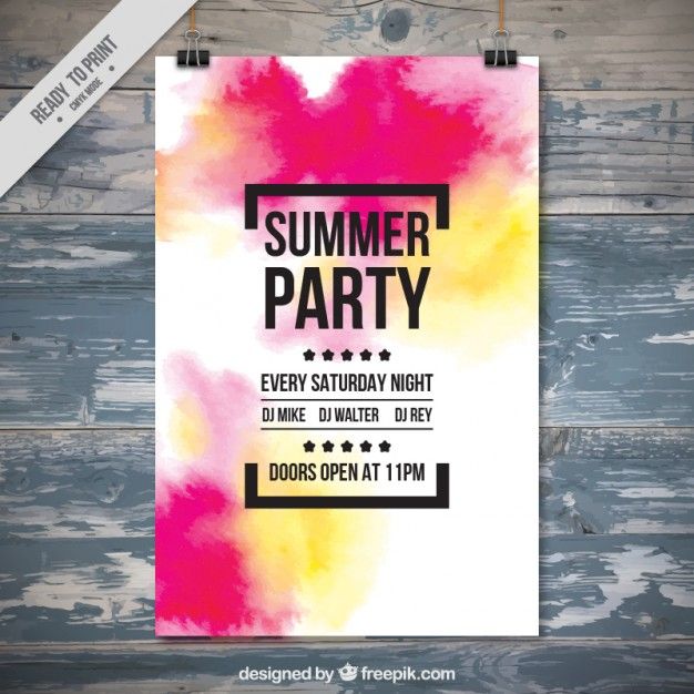 626x626 Watercolor Summer Party Poster Free Vector Graphic Design - Watercolor Poster Design