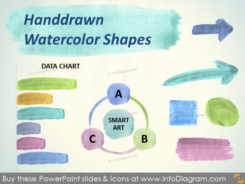824x618 Handdrawn Watercolor Shapes Aquarelle Arrow Brush Stripe Powerpoint - Watercolor Powerpoint Template