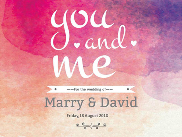 640x480 Pink Watercolor Background And Love Powerpoint Templates - Watercolor Powerpoint Template