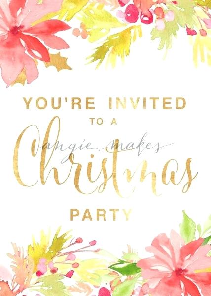 428x600 Party Invitation Template Cute With Watercolor Poinsettia Free - Watercolor Ppt
