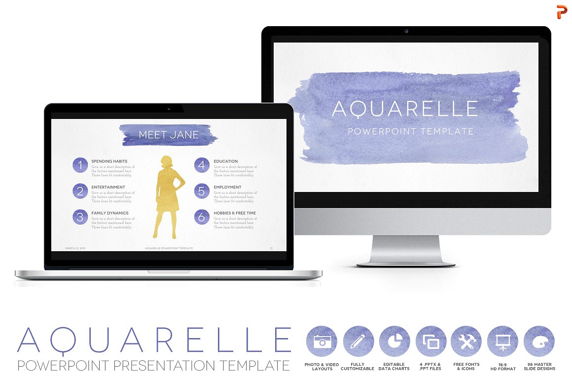 1160x772 Aquarelle Powerpoint Template - Watercolor Ppt