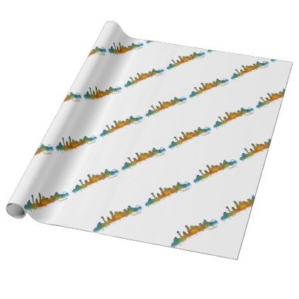 422x422 Dallas Texas City Watercolor Skyline Hq V2 Wrapping Paper - Watercolor Presents