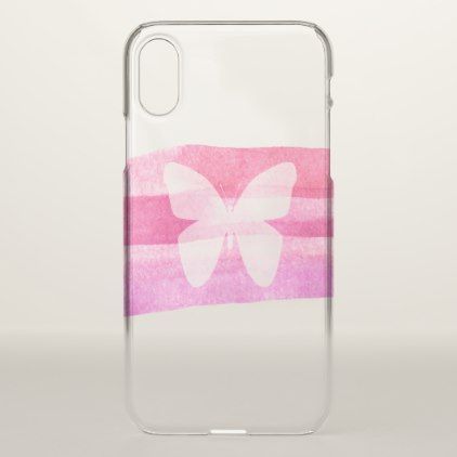 422x422 Pink Watercolor Strokes Amp Butterfly Iphone X Case - Watercolor Presents