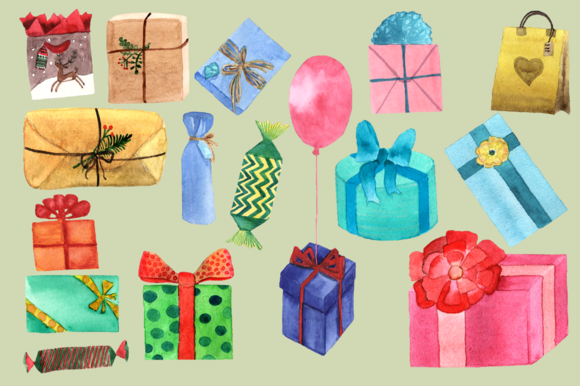 580x386 16 Png Watercolor Presents Clip Art - Watercolor Presents