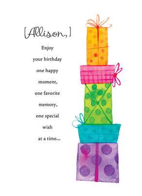 292x404 Watercolor Presents Happy Birthday Card Cardstore - Watercolor Presents