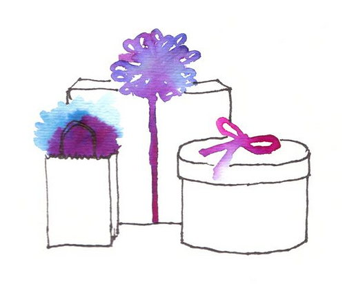 500x412 Watercolor Presents Christmas Presents Watercolor Artbybrooke - Watercolor Presents