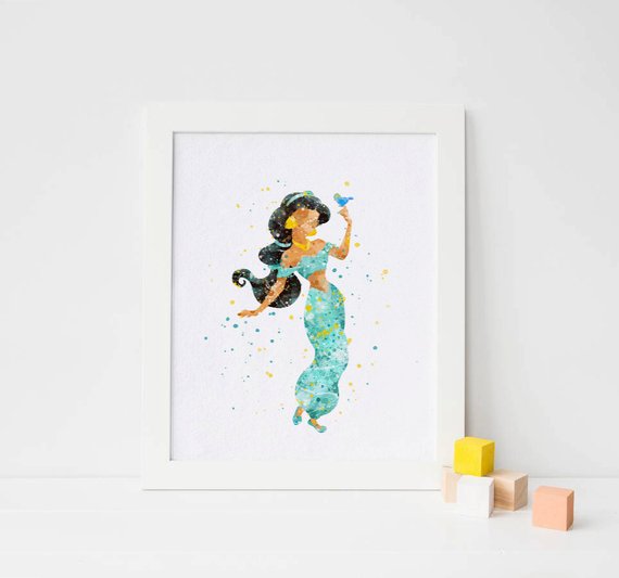 570x533 Princess Jasmine, Aladdin - Watercolor Princess