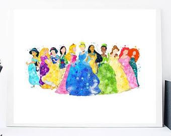 340x270 Princess Watercolor Etsy - Watercolor Princess