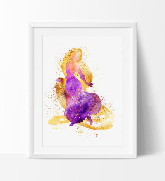 547x600 Tangled Rapunzel Watercolor Print, Disney Art Print, Disney - Watercolor Princess