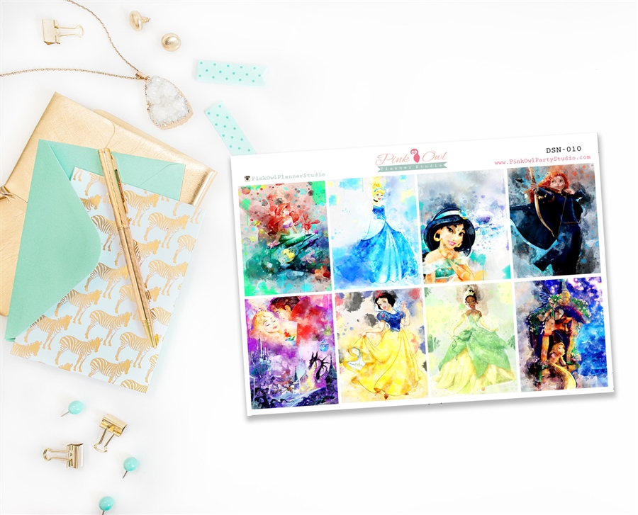 900x727 Watercolor Princess Planner Stickers - Watercolor Princess