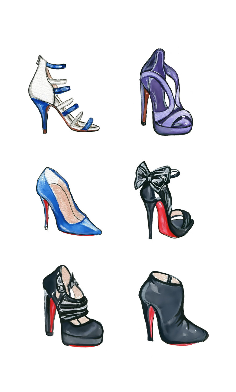 902x1500 Christian Louboutin Heels Print, Shoe Decor, Fashion Illustration - Watercolor Print Shoes