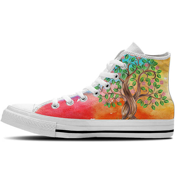 570x570 Discounted Women Shoes Customkikscom S High Top Sneaker With - Watercolor Print Shoes