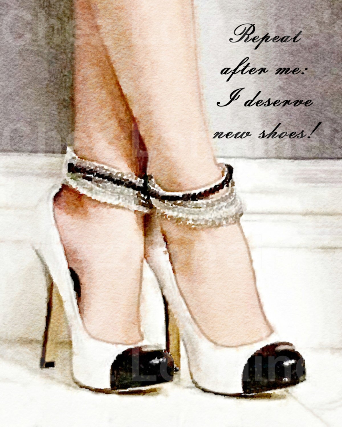 1200x1500 I Deserve New Shoes A Watercolor Fashion Fine Art Print With Shoe - Watercolor Print Shoes