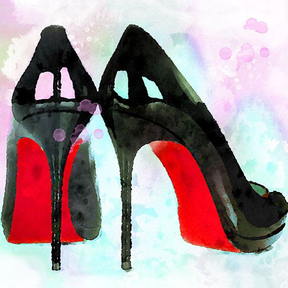 570x570 Louboutin Shoes Watercolor Art Print, Christian Louboutin, High - Watercolor Print Shoes