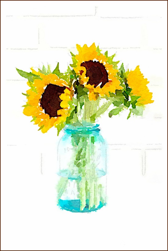 550x821 Diy Fall Watercolor Printables Sunflowers, Mums Amp Black Eyed Susans - Watercolor Printables