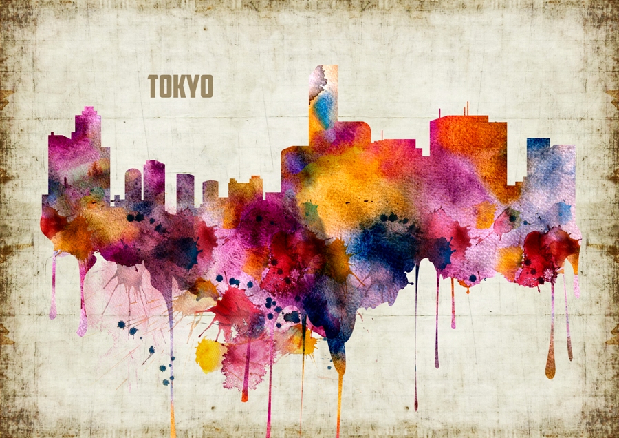 900x636 Tokyo City Watercolor Print - Watercolor Prints