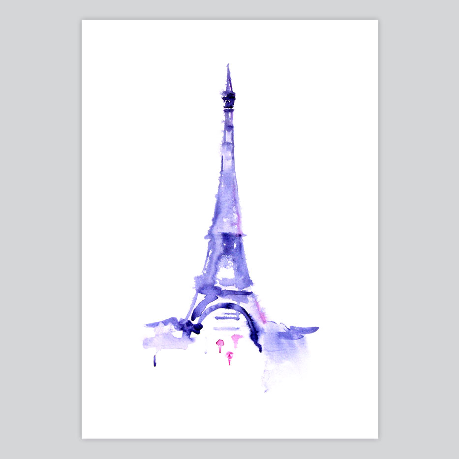 933x933 Watercolor Print Blue Eiffel Tower - Watercolor Prints