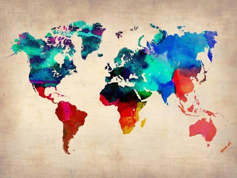 473x355 World Map In Watercolor Prints - Watercolor Prints