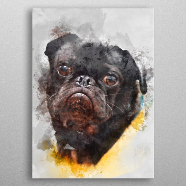 640x640 Pug Watercolor By Gab Fernando Metal Posters - Watercolor Pug