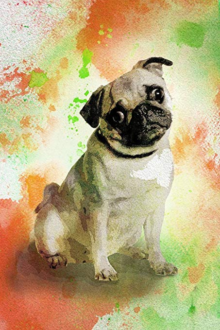 453x679 Dogs Pugs Painting Watercolor Splash Background Art - Watercolor Pug