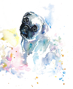 244x300 Pug Puppy In Watercolor By Handandhartdesigns Inktale - Watercolor Pug