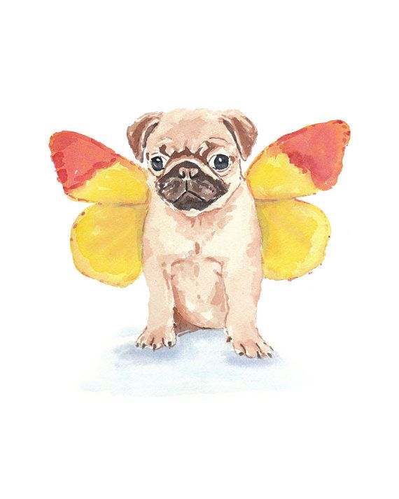 570x713 Pug Watercolor Print - Watercolor Pug