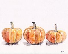 236x188 Pumpkins Watercolor Artist Trading Card Watercolor - Watercolor Pumpkin