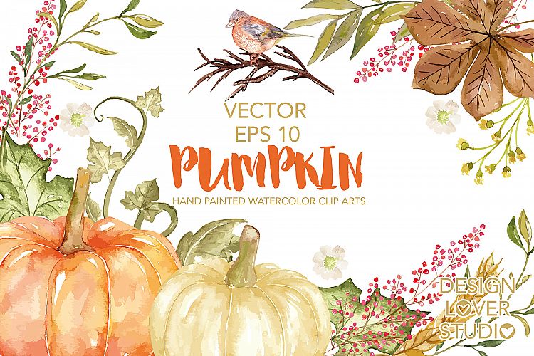 750x500 Vector Watercolor Pumpkin Clip Arts - Watercolor Pumpkin