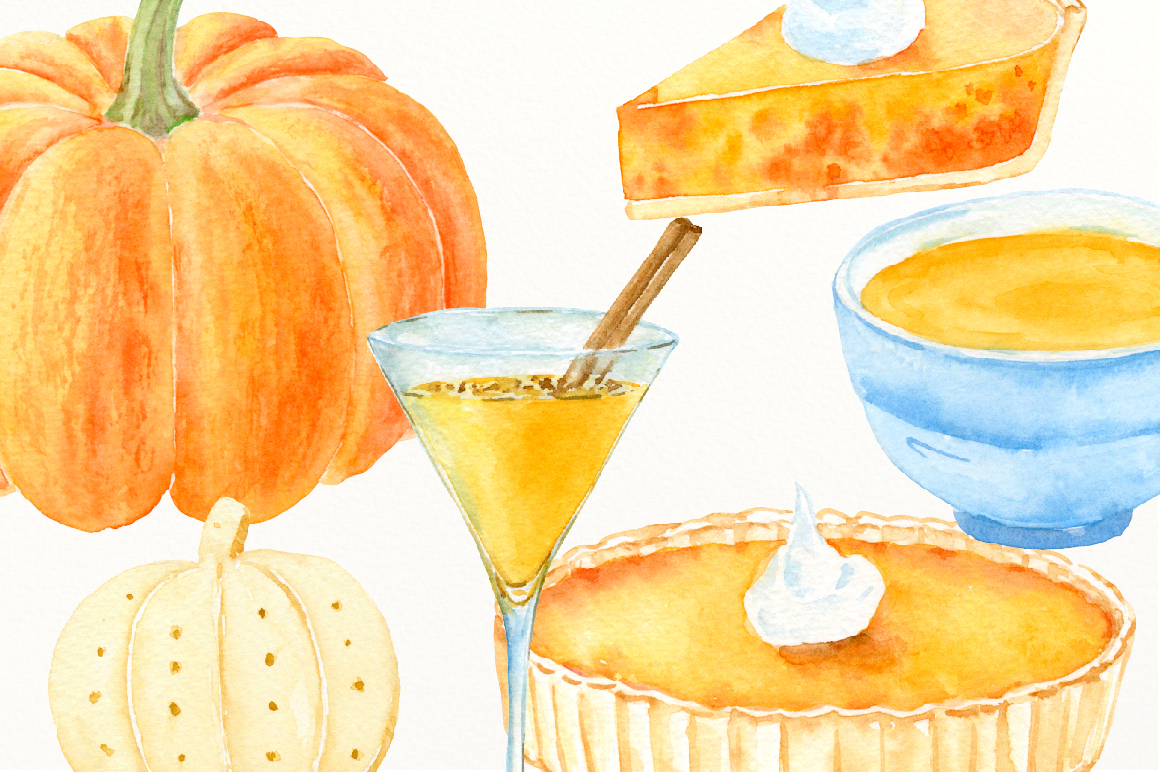1160x772 Watercolor Pumpkin Pie By Cornercroft - Watercolor Pumpkin