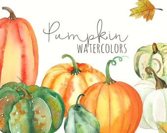 340x270 Watercolor Pumpkin Etsy - Watercolor Pumpkin