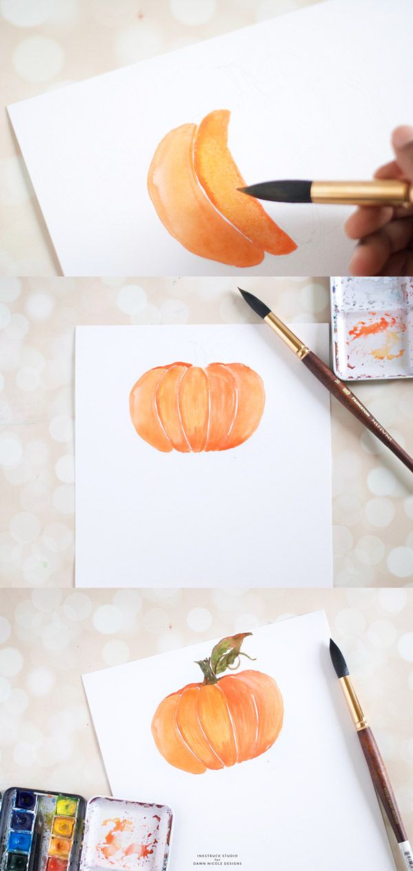 600x1265 Diy Watercolor Pumpkin Tutorial In 2018 Drawing, Painting - Watercolor Pumpkin