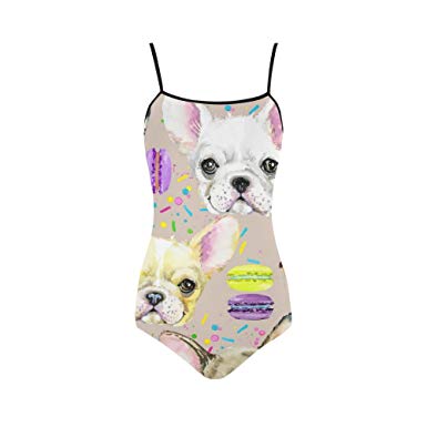 385x385 D Story French Bulldog Watercolor Puppy Strap Swimsuit One Piece - Watercolor Puppy