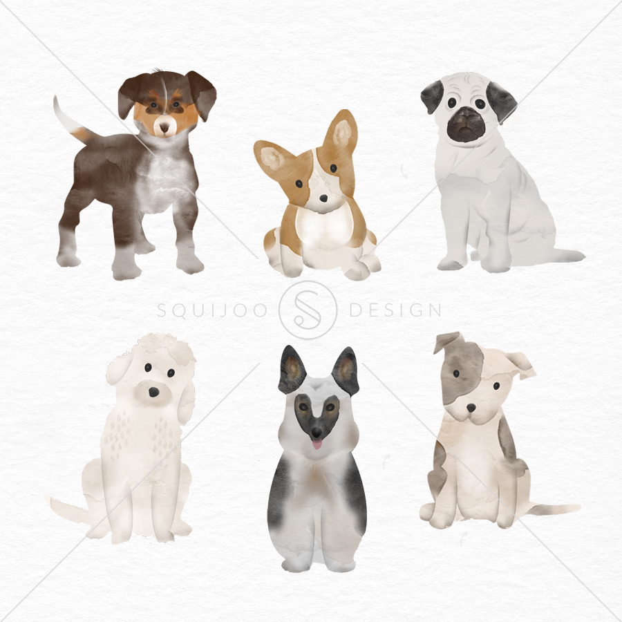 900x900 Watercolor Puppies Design Elements - Watercolor Puppy