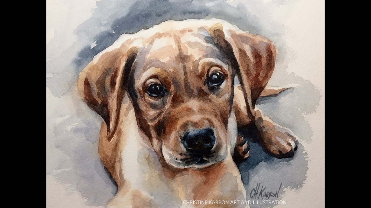 1280x720 Watercolor Painting Puppy Dog Portrait Demo By Ch.karron - Watercolor Puppy