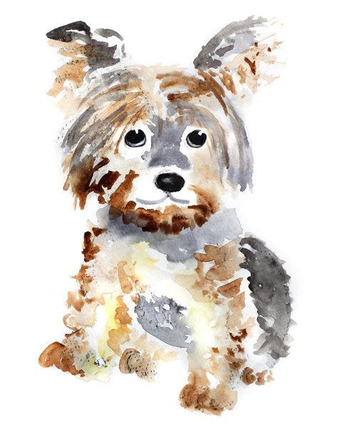 480x600 Yorkie Art Print, Watercolor Dog By Lighthearteddreamer On Zibbet - Watercolor Puppy