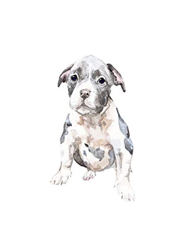 386x500 Limited Edition Pit Bull Dog Print 8.5x11 Watercolor - Watercolor Puppy