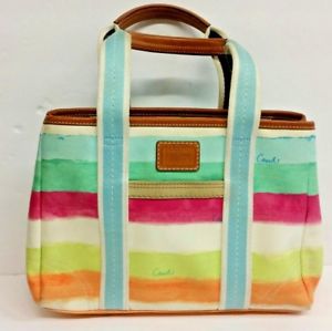 300x299 Coach Purse Hampton Watercolor Rainbow Leather Trim Pastel Ebay - Watercolor Purse