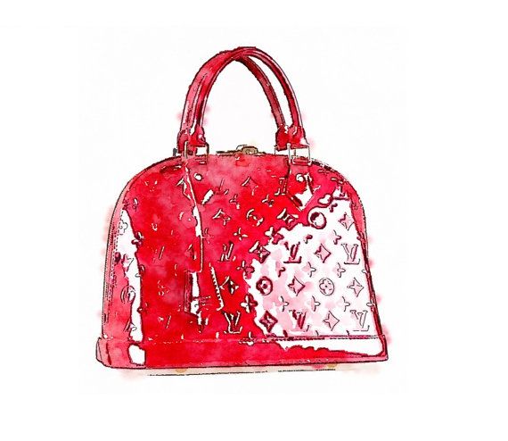 570x494 Louis Vuitton Red Bag Print From Watercolor Painting Fashion - Watercolor Purse