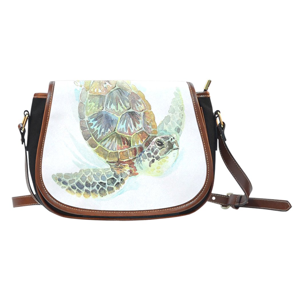 1024x1024 Sea Turtle Watercolor Crossbody Canvas Saddle Handbag Purse Jt - Watercolor Purse