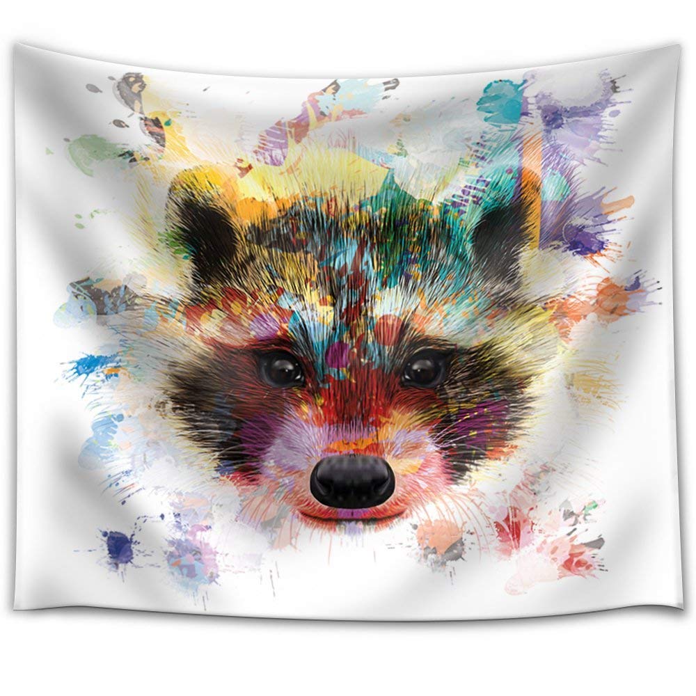 1000x1000 Fun And Colorful Splattered Watercolor Raccoon - Watercolor Raccoon