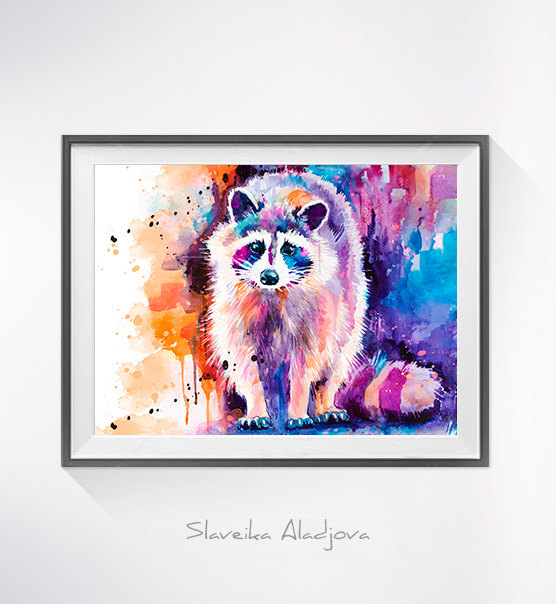 556x604 Raccoon Watercolor Painting Print - Watercolor Raccoon