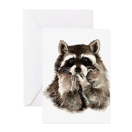 460x460 Watercolor Raccoon Blowing Kisses Cute Animal Love Greeting Cards - Watercolor Raccoon