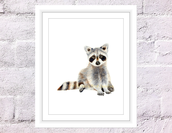 690x534 Baby Raccoon Print, Watercolor By Breezy Bird Goodies On Zibbet - Watercolor Raccoon